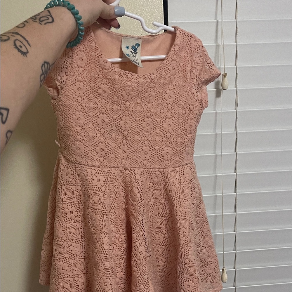 Lily Bleu Peach Lace Kids Dress